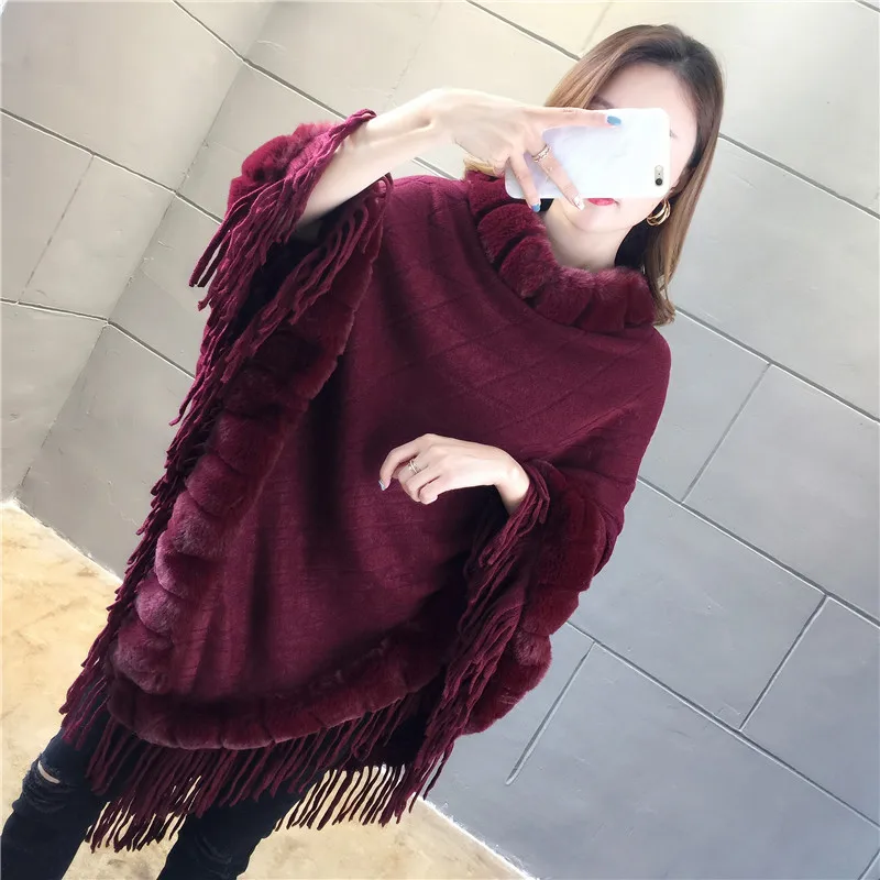 Autumn Winter Casual Knitted Ladies Sweater Long Sleeve Cloak Women Tops Sweaters Oversize Pullovers Sweater with Tassel