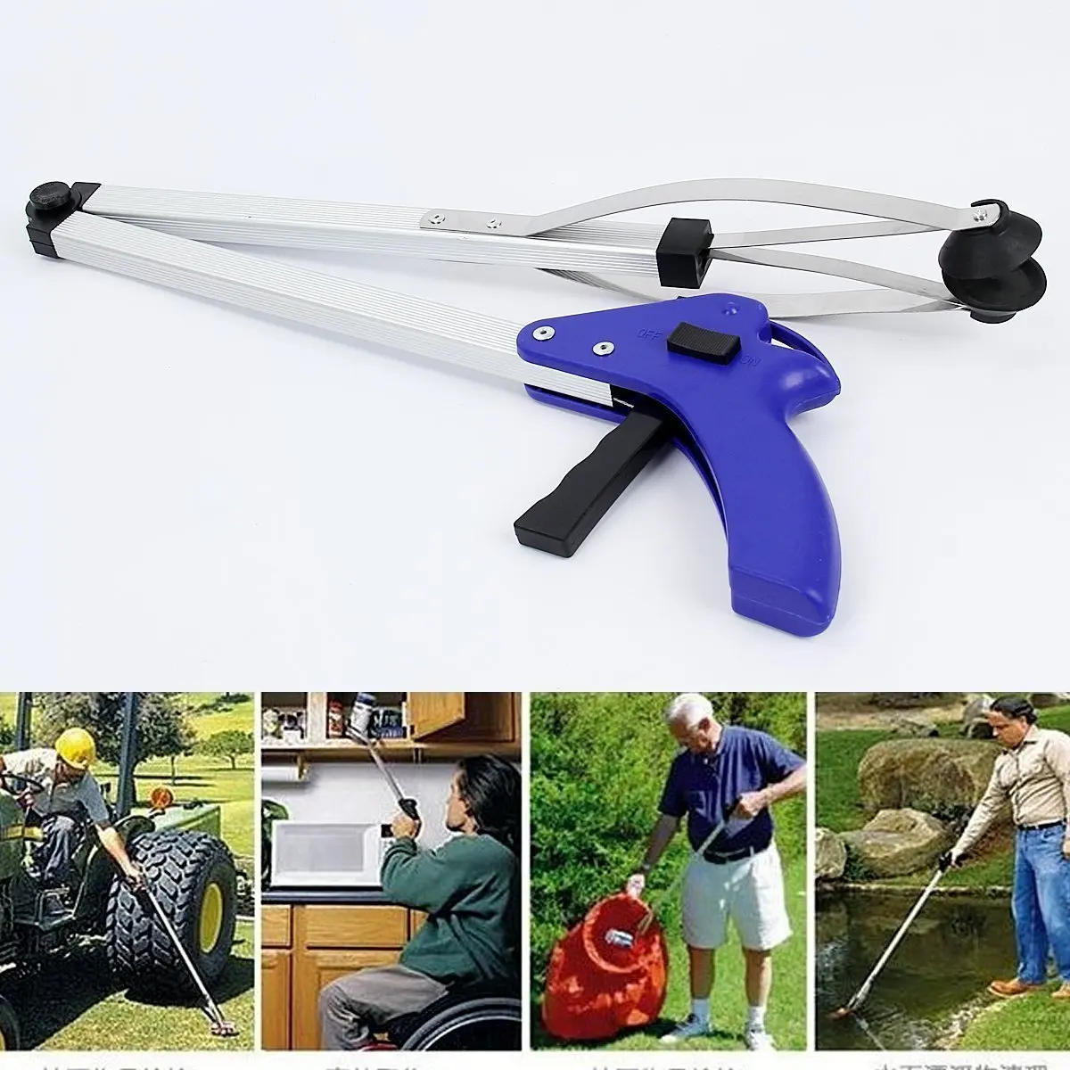 

32" Reacher Grabber Garbage Foldable Pick Up Tool Grabber Stick Reaching Grab Claw Gripper Extend Reach Trash Cleaning Tool