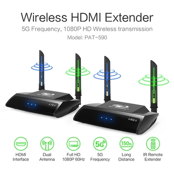

5G Wireless 1080P 3D Hdmi Extender TV Audio Video Transmitter & Receiver PAT-590
