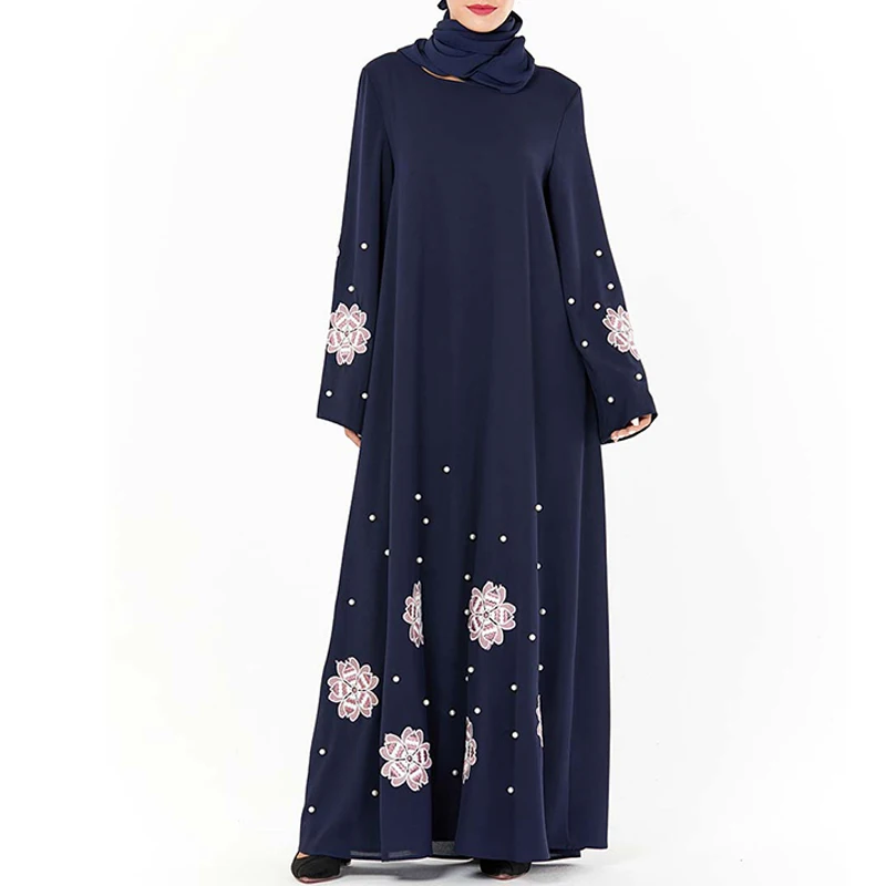 blue dress Зеленая мусульманская одежда для Дубай мусульманский хиджаб платье кафтан женские турецкие платья Caftan Grote Maten Dames Kleding Baju мусульманский Wanita - Цвет: blue dress