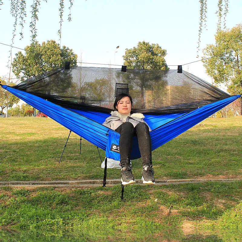 Гамак для кемпинга подвесная кровать Парашютная ткань москитная сетка качели