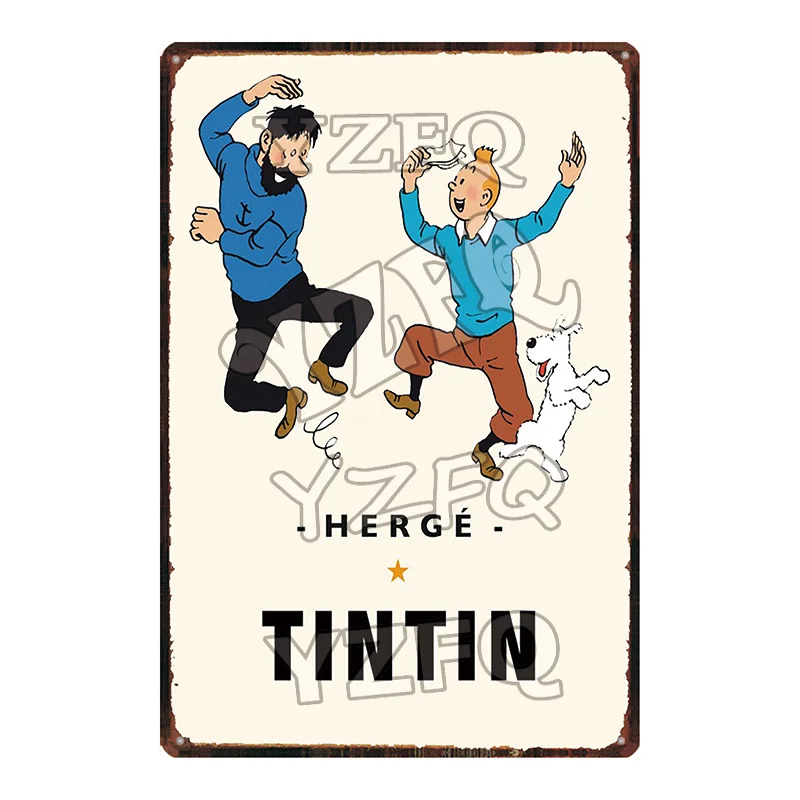 Tintin мультфильм жестяная вывеска металлическая тарелка потертый шик железная живопись детская комната настенный бар домашнее искусство Ремесло Декор 30X20 см DU-5349A - Цвет: DU-5363