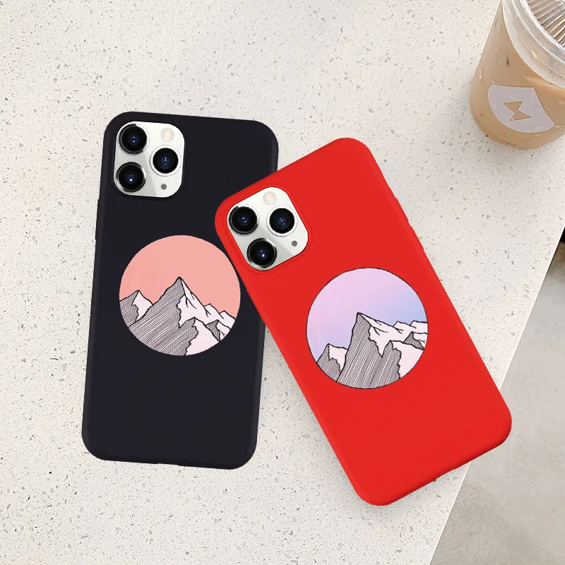 GYKZ Забавный розовый горный пик чехол для телефона iPhone 11 Pro XS MAX SE 2020 XR X 7 8 6Plus черный