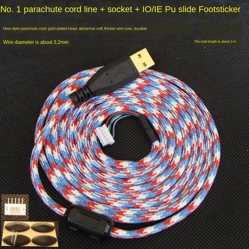 Cabos de mouse paracord personalizado, proteção magnética