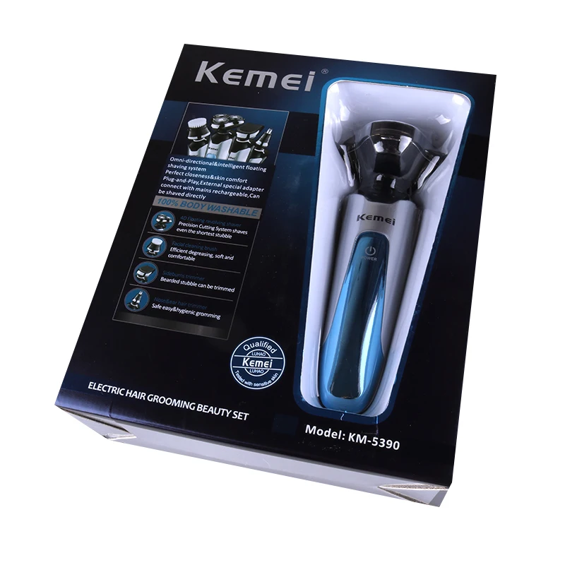 KM-5390 4in1 Professional Intelligent  Waterproof Electric Washing Shaver Nose Trimmer Face  Kemei Hair Clipper Wholesale
