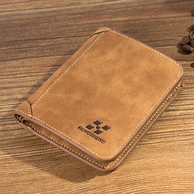Men's Wallet Foldable Small Money Purses Leather Wallet Luxury Billfold Hipster Cowhide Credit Card/ID Holders Style A Coffee
