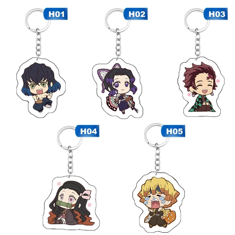 Аниме Demon Slayer Kimetsu No Yaiba двусторонний брелок Tanjirou Nezuko Zenitsu Inosuke Косплей акриловый