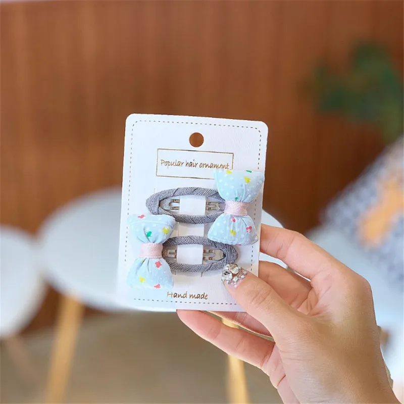 blue clip set 10 компл./лот Новые Симпатичные Ткани Детские заколки для волос ручной работы жаккардовый в горошек бант заколка с бантом для девочек с подкладкой из хлопка Детская резинка для волос - Цвет: blue clip set