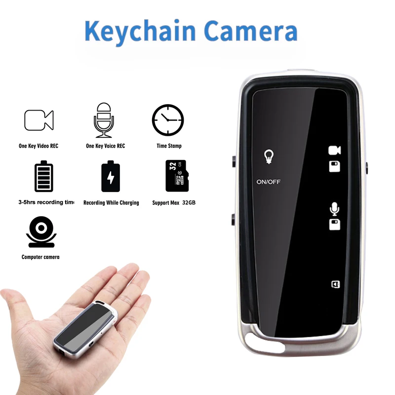 Keychain Camera 35hrs Long Recording Portable Digital Voice Recorder