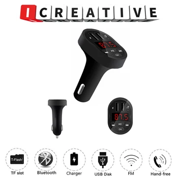 

A2 Car charger 1 drag 2 cigarette lighter plug car with FM multi-function Bluetooth headset U disk car mp3 player