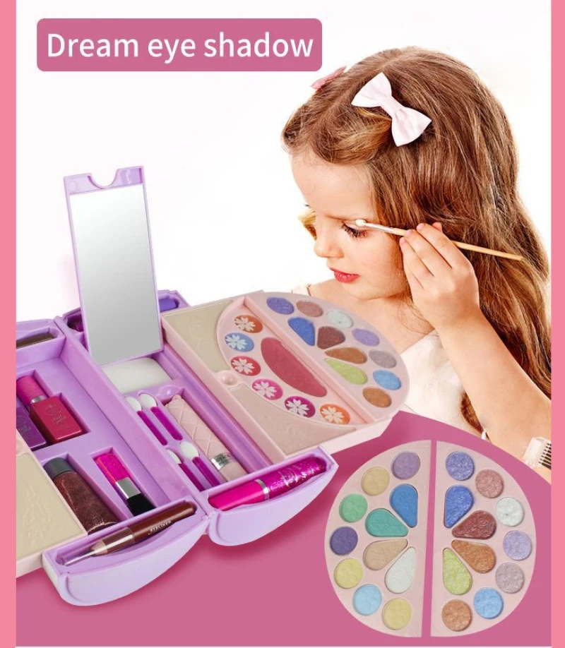 

Fashion Girl Kids Cosmetics Make Up Set Toy Safe Wash Able Children Makeup Set Box Princess Beauty Pretend Play Toys Baby
