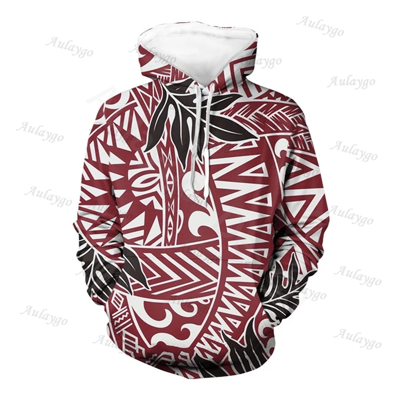 

aulaygo Samoan Tribal Pattern Aesthetic Hoodie Korean Style Pullover Top Men Sweatshirt Tracksuit Couple Clothes Top Manga Larga