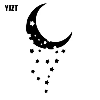 

YJZT 9.4X18.4CM Moon And Falling Stars Vinyl Decal Truck Window Decoration Car Sticker C25-0484