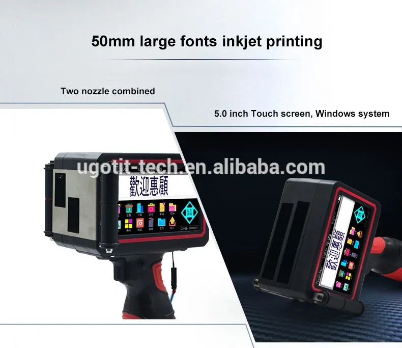 Factory Price 50mm height large character Touch Screen Hand Held Inkjet Printer For Wood