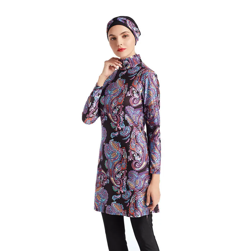 Muslim Women Islamic Swimsuit 3pcs Hijab Long Sleeve Swimwear Burkini Full Cover Modest Suit Beachwear Arab Clothing Plus Size