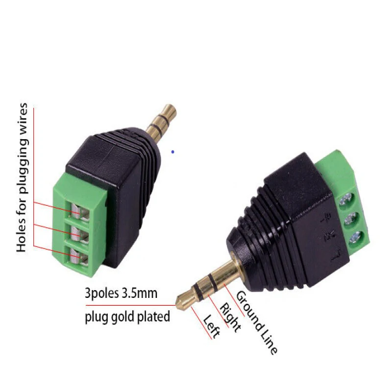 3.5mm 3 pole stereo audio video male to 3 headphone adapter screw terminal (1)