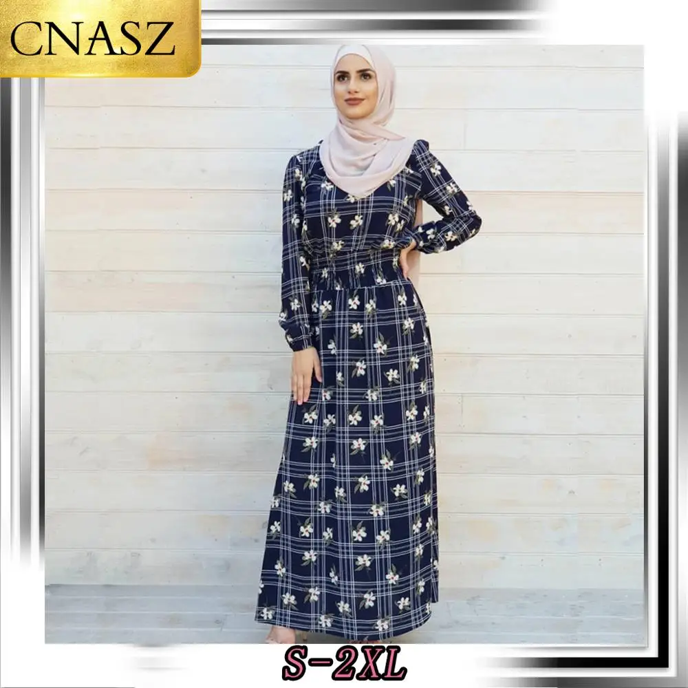 Модное мусульманское исламское платье с длинными рукавами Abayas Средний Восток печатное ультра-длинное платье с талией Duibai Турция для женщин