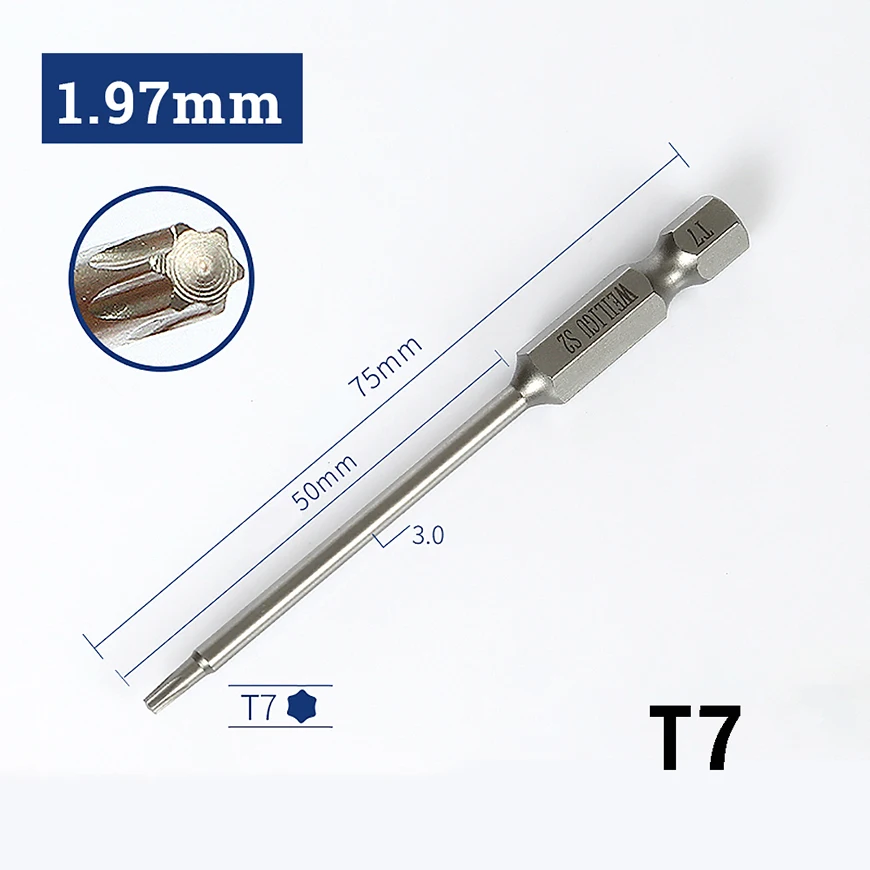 Embout Torx magnétique solide, foret de sécurité, embouts de tournevis Torx,  75mm de longueur, T5, T6, T7, T8, T9, T10, T15, T20, T25, T27, T30, T40