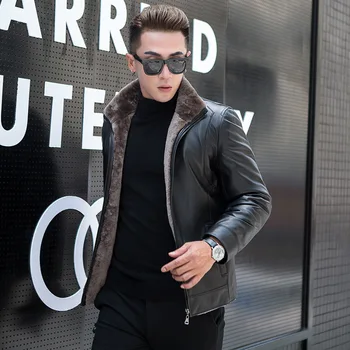 

Real Fur Sheep Shearing Winter Coat Men Genuine Leather for Mens Clothes 2020 Wool Jacket Casaco 1YW7605D YY918