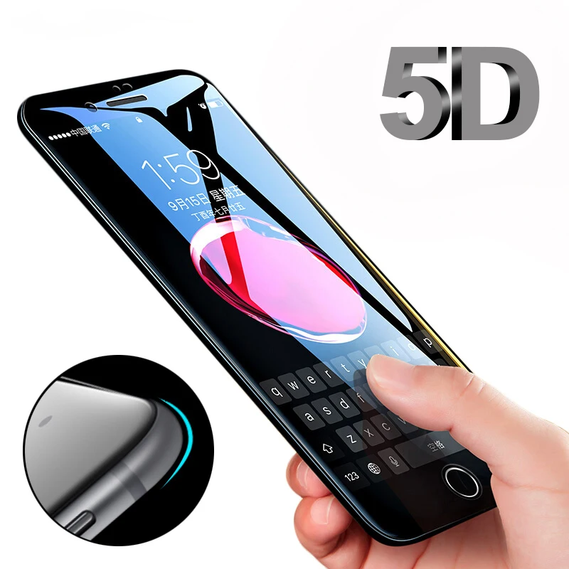 

5D Round Curved Edge Tempered For iPhone 6 6s 7 8 Plus Full Cover Screen Protector Protective Glass For iPhone X XS XR XS Max
