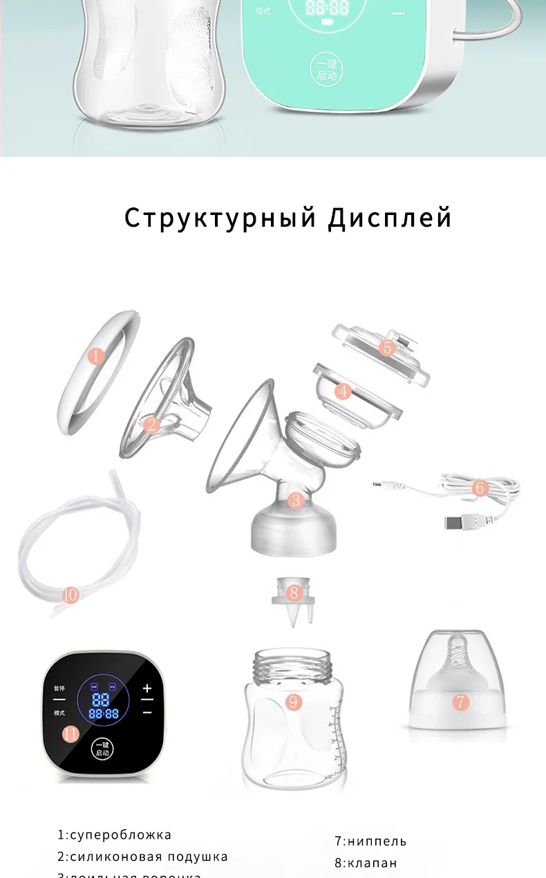 Американский бренд, Товары для малышей, умные электрические молокоотсосы с ЖК-дисплеем, Электрический молокоотсос для грудного вскармливания с бутылочкой для молока