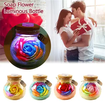 

Soap Flower Luminous Bottle Romantic Rose Flower Luminous Bottle Creative Ornament Gilrfriend's Valentine's Day Birthday Gift
