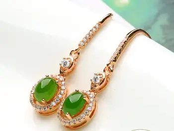 

Natural Hetian jade Jasper pendant earrings jewelry earrings egg surface Inlaid Jade earrings jewelry genuine female style