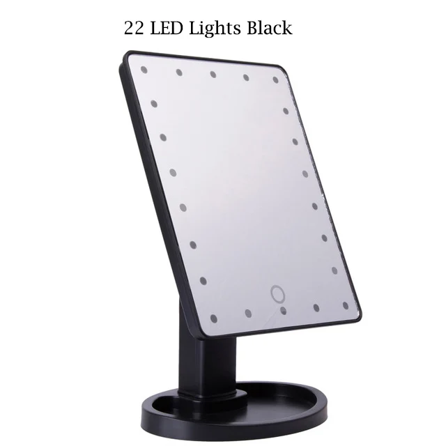 22 Lights Black Зеркало для макияжа с подсветкой светодиодный светильник 2X/3X/5X/10X увеличительное зеркало портативное складное косметическое зеркало Настольный косметический зеркальный светильник зеркало с подсветкой светодиодное з - Цвет: 22 Lights Black