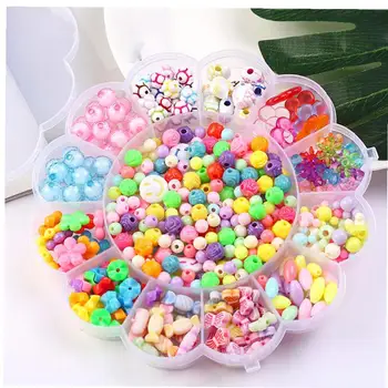 

DIY Jewelry Toys Pop Snap Beads Set Toddlers Making Necklace Bracelet and Ring Educational Toys for Girls 1Set Floral Style