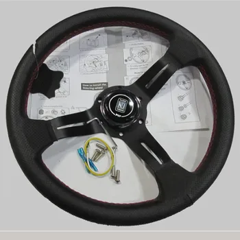 

Black Spoke 330mm 13inch Genuine leather Rally racing steering wheel