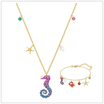 

SHINETUNG SWA Original 100% S925 Sterling Silver Sea Horse Crab Starfish Trendy Bracelet Women Logo Fine High-End Jewelry Suit