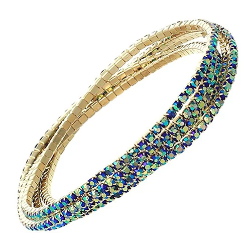 Bracelet set Роскошный разноцветный браслет с камнями и кристаллами, великолепный эластичный со стразами, модные аксессуары, вечерние, свадебные - Окраска металла: Bracelet set