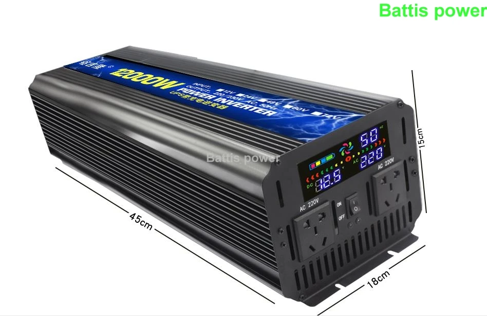 Инвертор 12V 220V 800/3000/6000 W 10000W 12000W 12KW Напряжение трансформатор с немодулированным синусоидальным сигналом Мощность инвертор DC12V к переменному току 220V