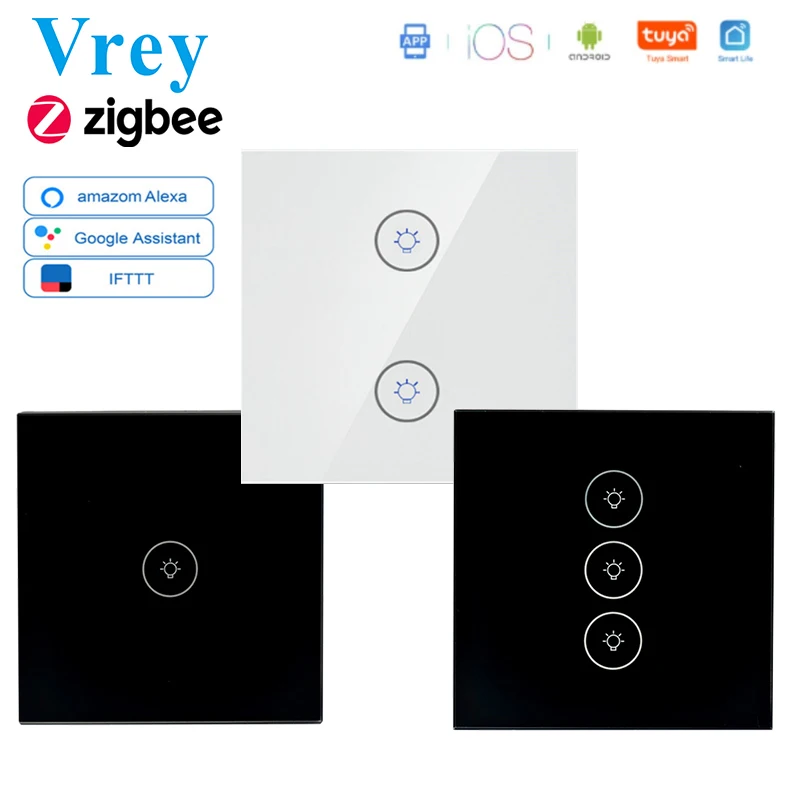 Сенсорный выключатель ЕС Zigbee Умный домашний переключатель светильник с нулевым