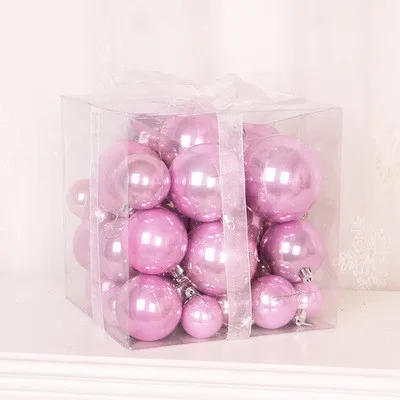 pink 37 шт./лот, смешанные шары для рождественской елки, розовое золото, жемчуг для рождественской елки, орнамент, шар, рождественские украшения, 4-8 см, 3-10 см - Цвет: pink