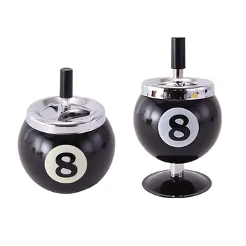 

Black No.8 Billiards Ball Ashtray Push Down Cigarette Ashtray Metal Ash Tray for Indoor/Outdoor Use