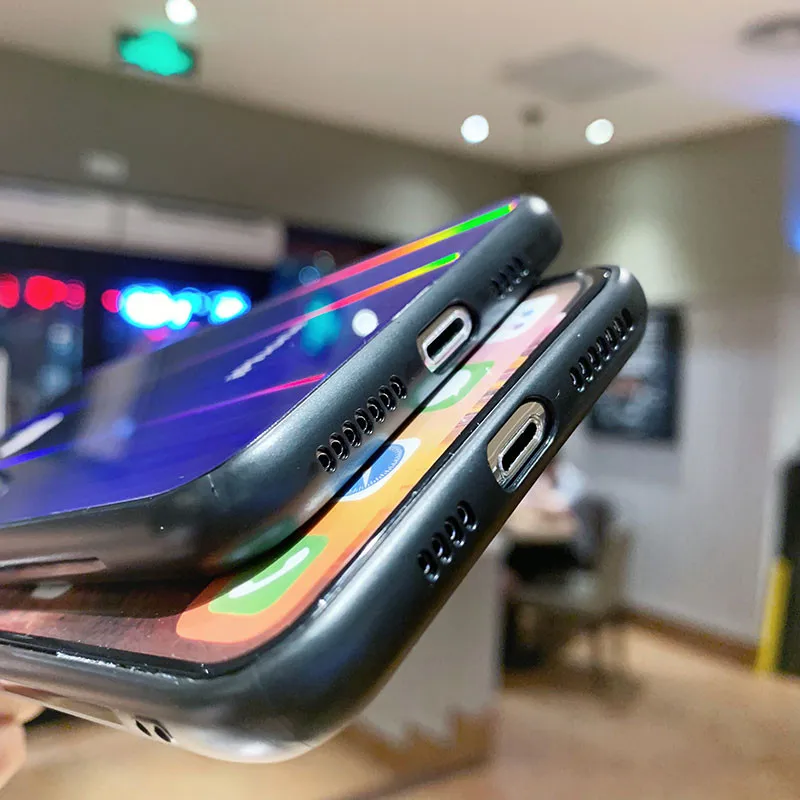 Роскошный стеклянный чехол для телефона aurora для iPhone 11 pro max с логотипом карамельного цвета, закаленное стекло для iPhone 8 7 6 6s 7Plus XR XS max