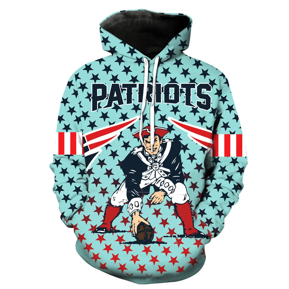 

New England Patriot football team print with hat men's fashion with hat men's clothes