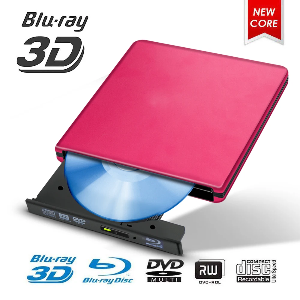 

Blu-ray USB 3.0 External BD/CD/DVD Drive Burner Polished Metal Chrome For Mac/Windows 10/Laptop/PC Optical Drive Player Writer
