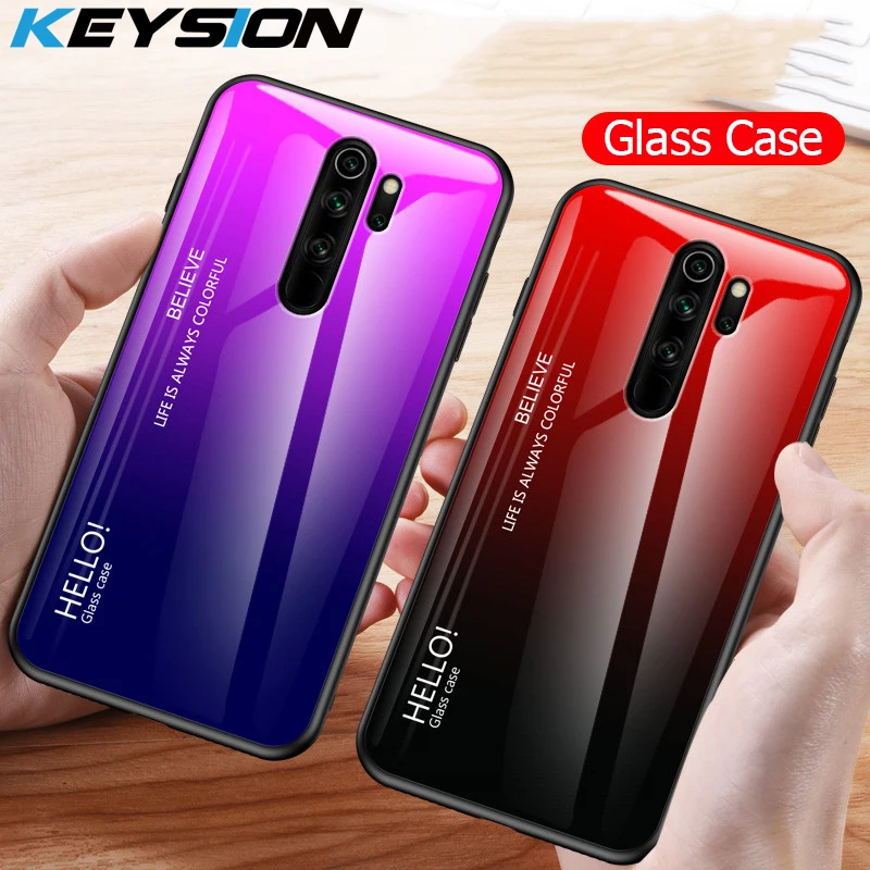 Чехол KEYSION с градиентным закаленным стеклом для Xiaomi Redmi Note 8 Pro 7 6 5 K20 мягкий