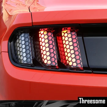 

6pcs/set Honeycomb PVC Car Rear Tail Light Decorative Decal Stickers Cover Decoration Fit For Ford Mustang 2015