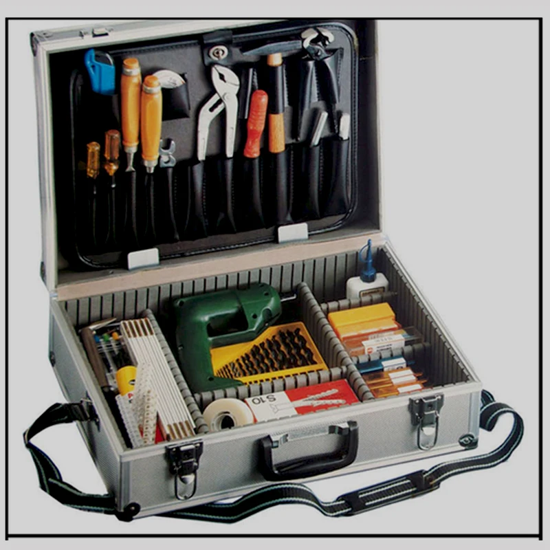 

Large aluminum tool box silver aluminum case toolkit Metal toolbox With a palette with adjust the insert with tool bag