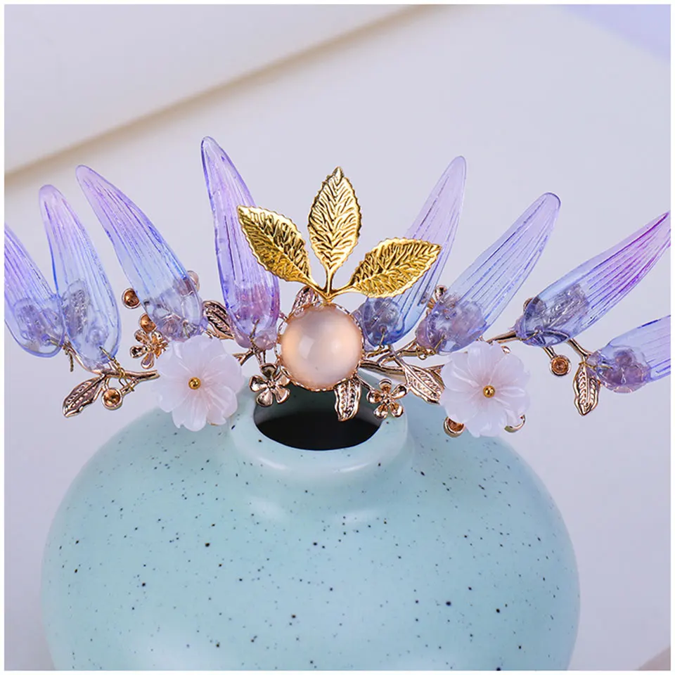 Flower Hair Stick Crystal Alloy Flowers Hair Pin Vintage Chinese Hair Fork Handmade Bridal Jewelry Accessories - Цвет: FZJ