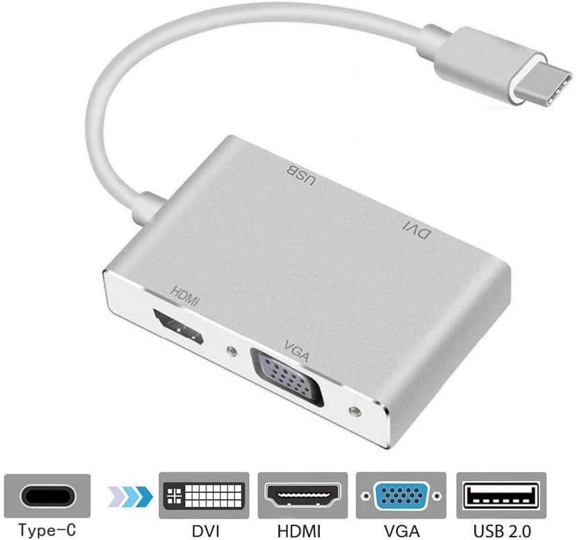 USB C to HDMI/DVI/VGA Adapter, Monodeal 4 in 1 USB 3.0 Type-C Hub VGA/HDMI/DVI Video Adapter 4K UHD, Support HDMI&VGA, DVI&VGA
USB C to HDMI/DVI/VGA Adapter, Monodeal 4 in 1 USB 3.0 Type-C Hub VGA/HDMI/DVI Video Adapter 4K UHD, Support HDMI&VGA, DVI&VGA