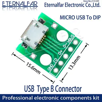 

MK5P MICRO USB To DIP Adapter 5pin Female Connector Type B PCB Converter Breadboard Mini USB-01 Switch Board SMT Mother Seat