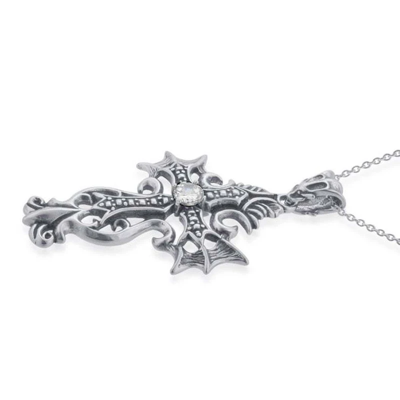 KOFSAC 925 Sterling Silver Pendant Necklace For Men Fashion Jewelry Exquisite Vintage Hollow Cross Necklace Boy Engagement Gift