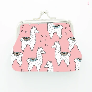 

Cartoon Pattern Small Wallet Bag Artificial PU Alpaca Printed Coin Purse Women Girl Mini Storage Card Headset Key Case 2020 New