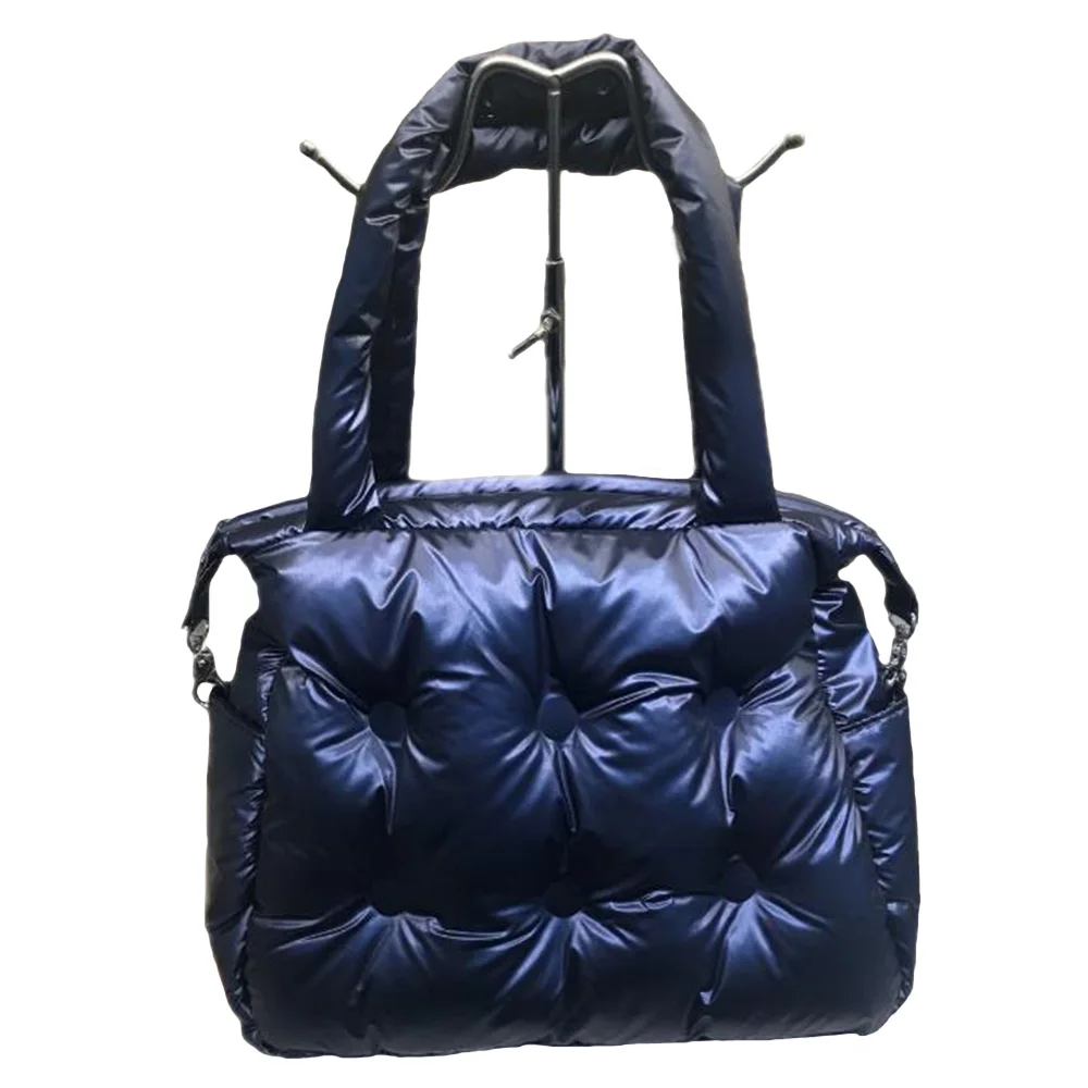 Зимние сумки, хлопковая пуховая сумка на одно плечо, Ретро стиль, одноцветная Сумка-тоут, повседневная женская сумка-ведро, сумка-мессенджер - Цвет: Baolan