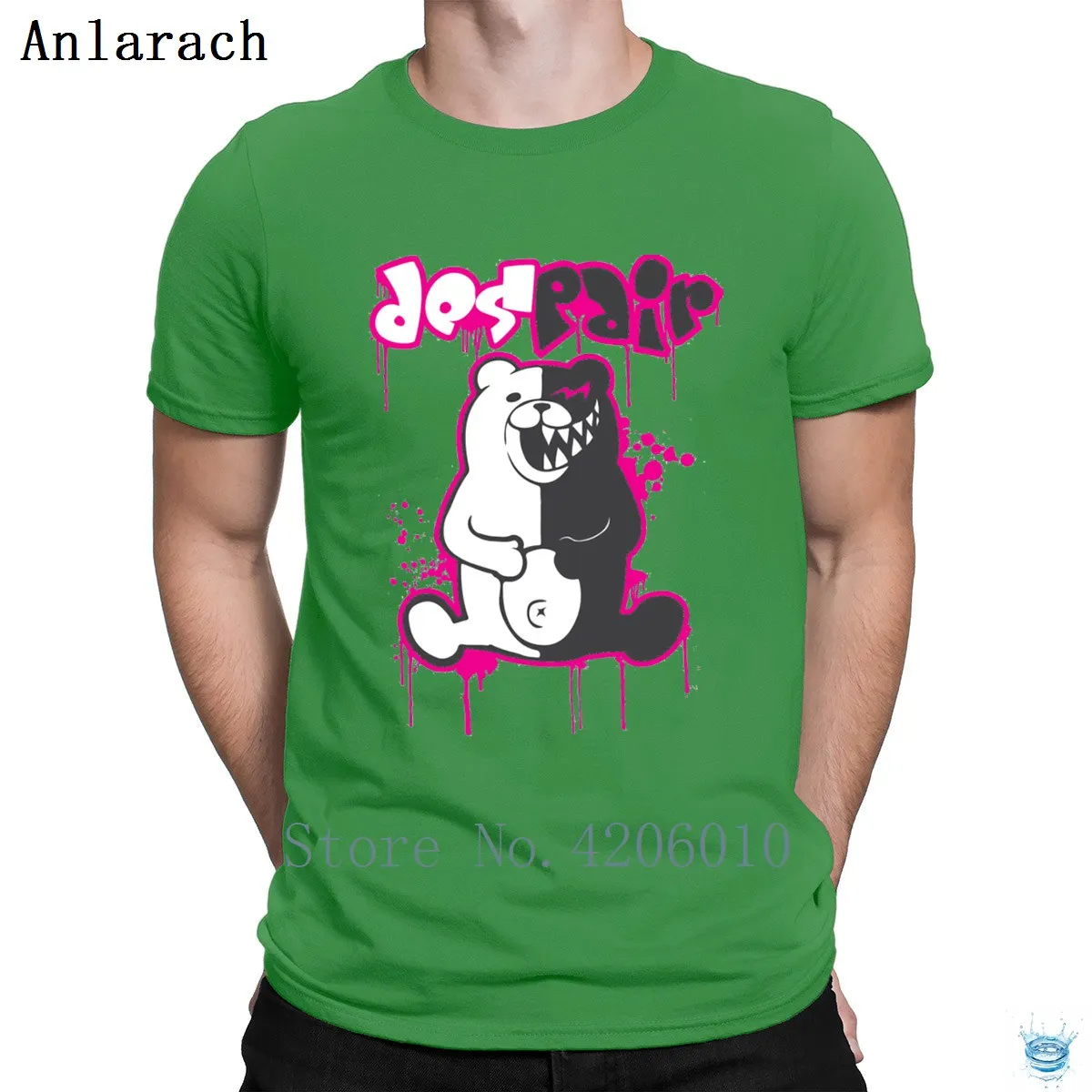 Green Danganronpa Monokuma Despair T-Shirt Famous Cotton Printed Top Tee T Shirt For Men Nice Pattern Summer Style Hilarious - Цвет: Green