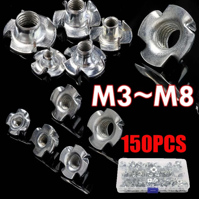 150CS углеродистая сталь четыре зубчатые т гайки M3/M4/M5/M6/M8 глухая гайка с кольцевой